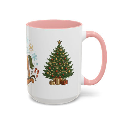 Christmas Rocking Horse Coffee Mug — Festive Tree & Candy Cane Holiday Mug (11/15oz)