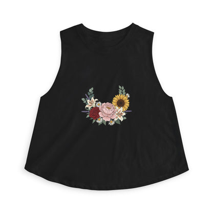 Floral Bouquet Crop Top — Sunflower & Rose Women's Tank