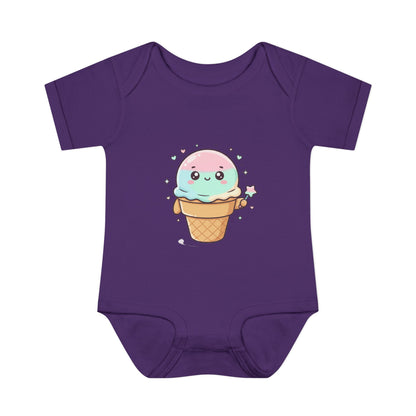 Cute Kawaii Ice Cream Cone Infant Bodysuit - Pastel Baby Onesie