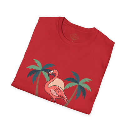 Flamingo Beach T-Shirt — Tropical Palm Island Graphic Tee
