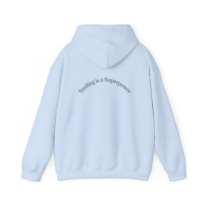 Hoodie — "Smiling Is a Superpower" Minimal White Pullover