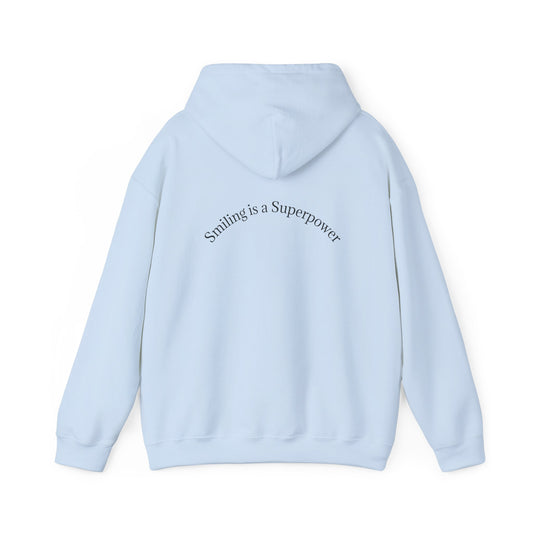 Hoodie — "Smiling Is a Superpower" Minimal White Pullover