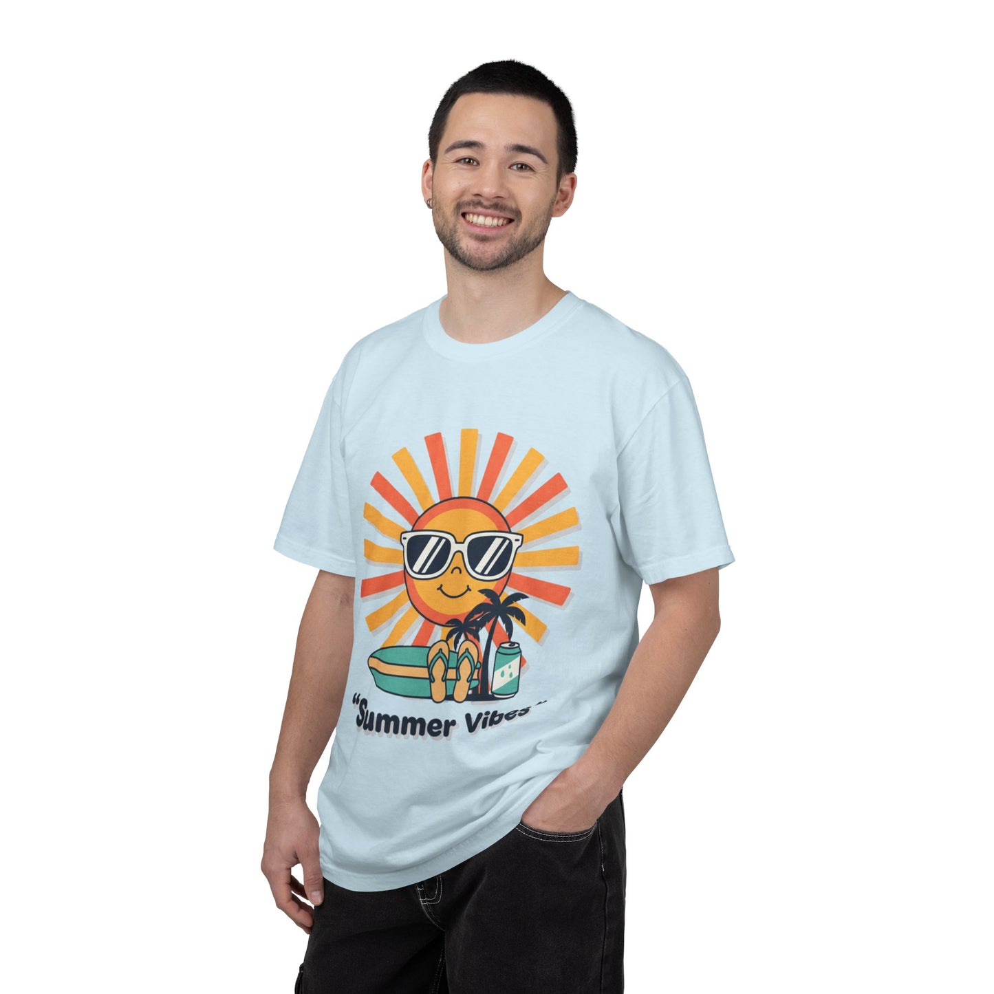 Summer Vibes T-Shirt — Retro Sun with Sunglasses Beach Graphic