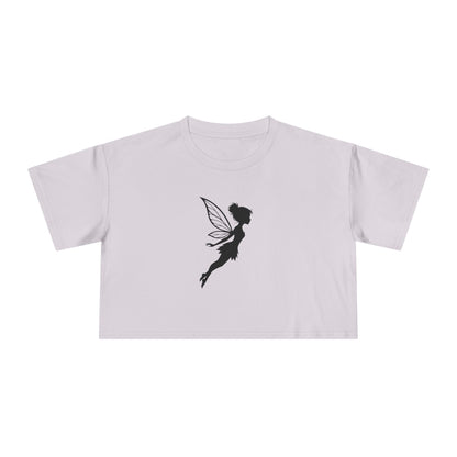 Fairy Silhouette Women's Crop Tee — Whimsical Pixie Graphic Top