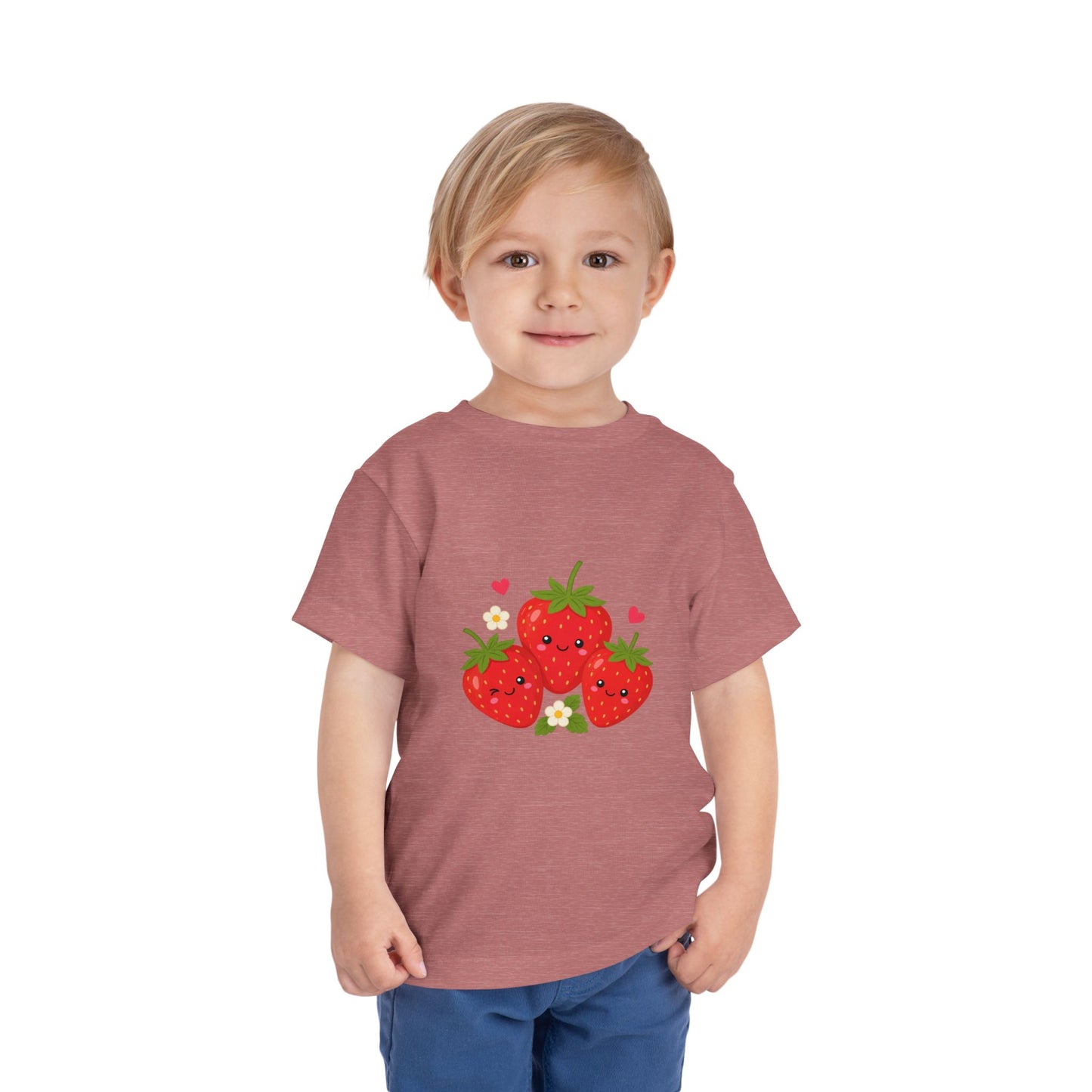 Cute Kawaii Strawberries Toddler Tee — Cute Fruit Graphic Shirt for Kids