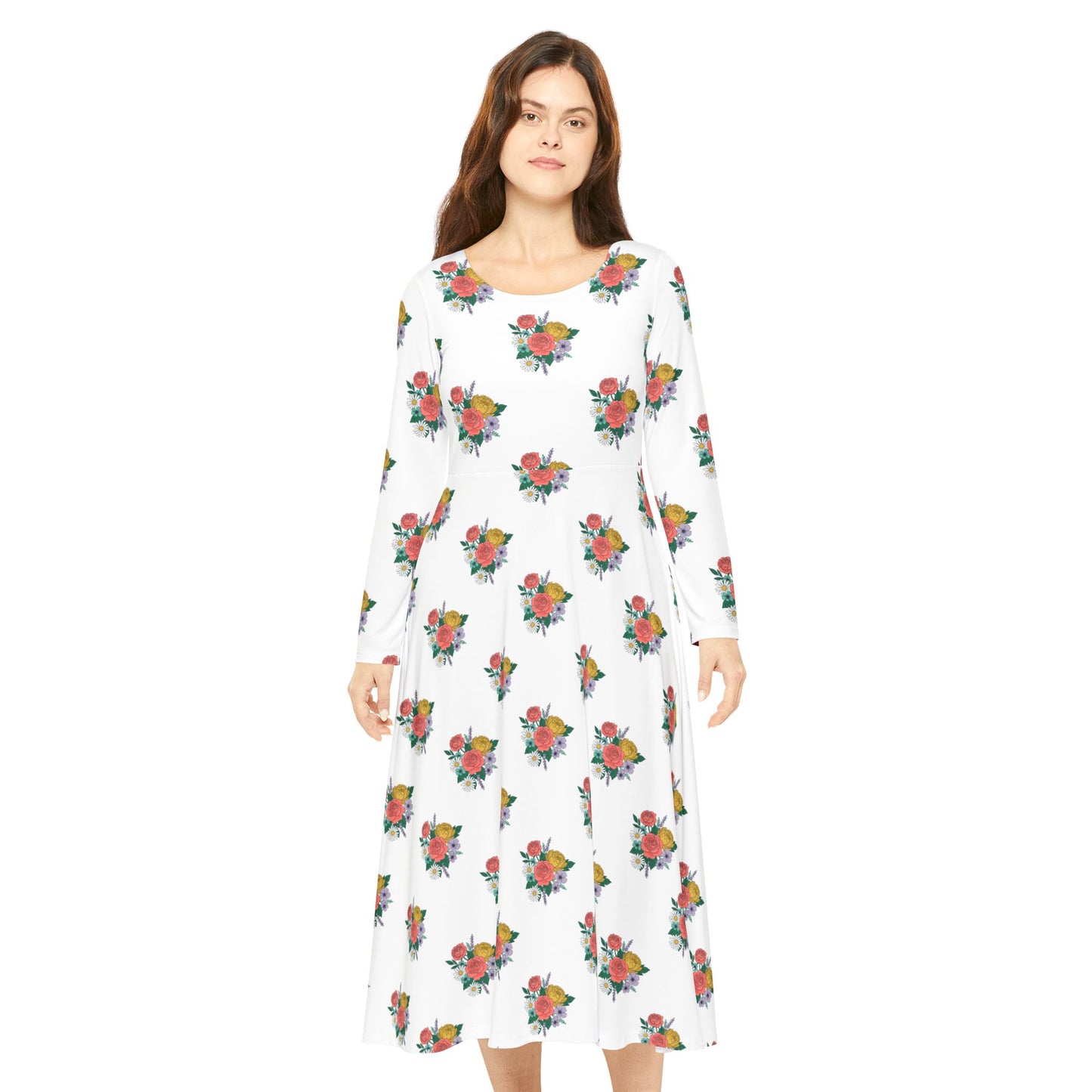 Floral Ballet Dance Dress — Long Sleeve Women's Twirl Dress