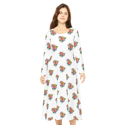 Floral Ballet Dance Dress — Long Sleeve Women's Twirl Dress