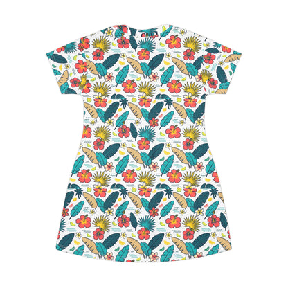T-Shirt Dress — Tropical Surf Floral All-Over Print
