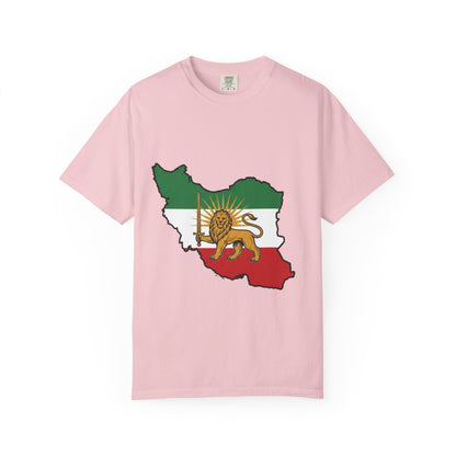 Iran Map T-Shirt with Lion and Sun Flag — Persian Heritage Tee