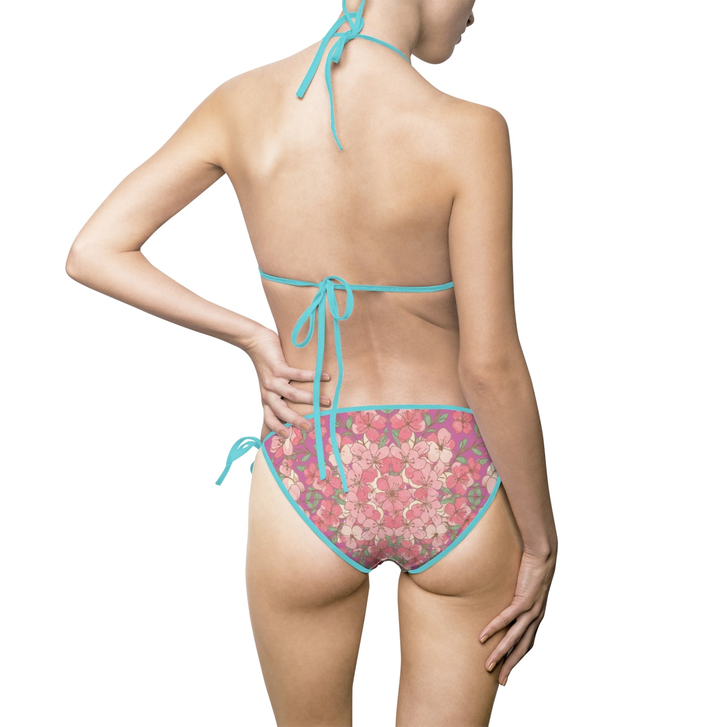Pink Floral Tie-Side Bikini — Women's Triangle Swimsuit