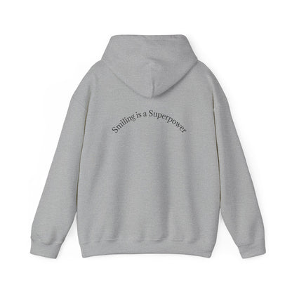 Hoodie — "Smiling Is a Superpower" Minimal White Pullover