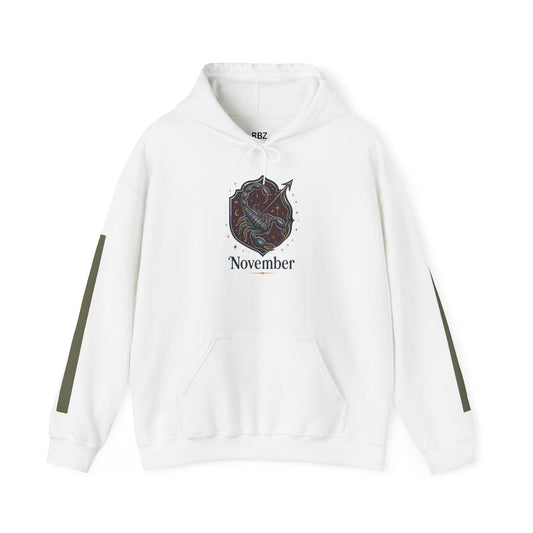 Cosmic November Hoodie - Unisex Heavy Blend Sweatshirt, Perfect for Fall, Warm Layer, Gift for Him or Her, Astrology Lovers