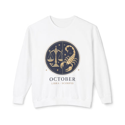 October Zodiac Sweatshirt, Libra Scorpio Sweatshirt, Astrology Apparel, Horoscope Gift, Unisex Crewneck