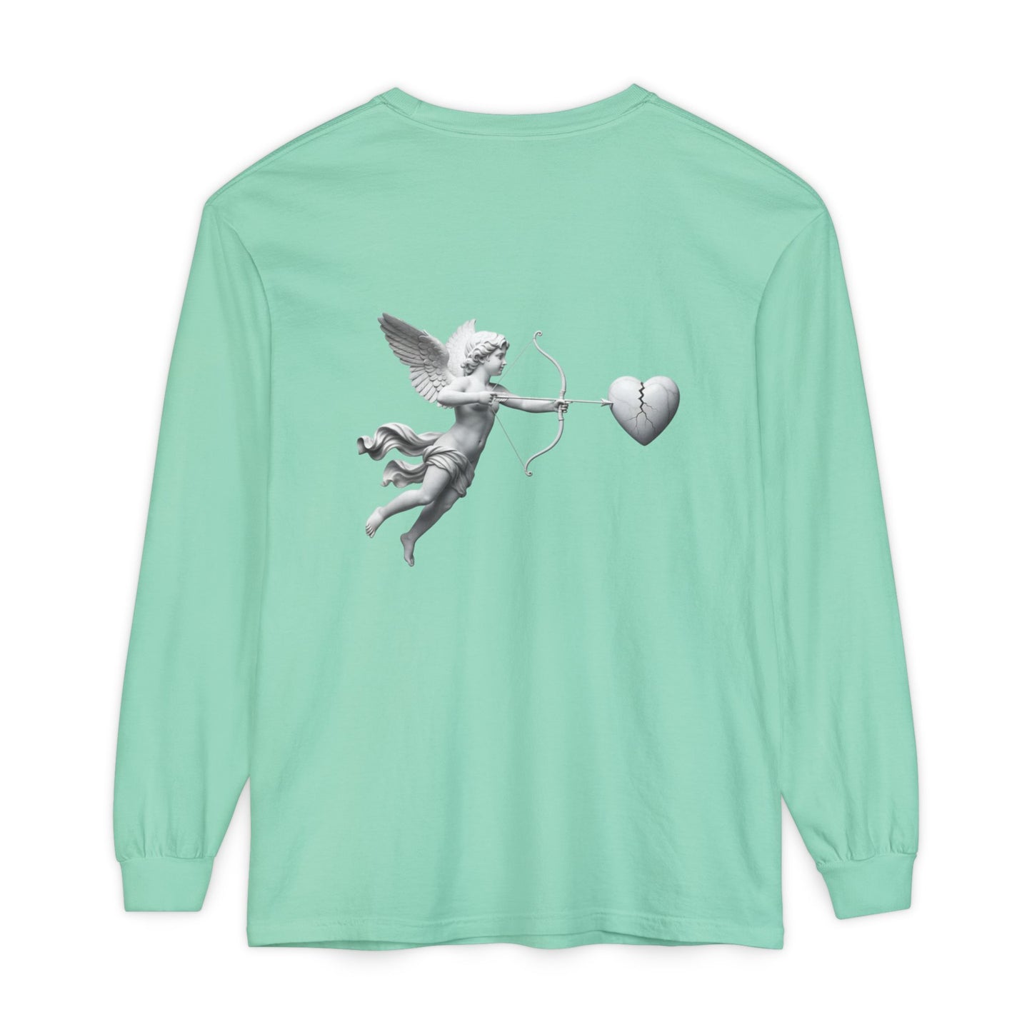 Cupid Cherub Long Sleeve Tee — Vintage Cupid Heart Graphic