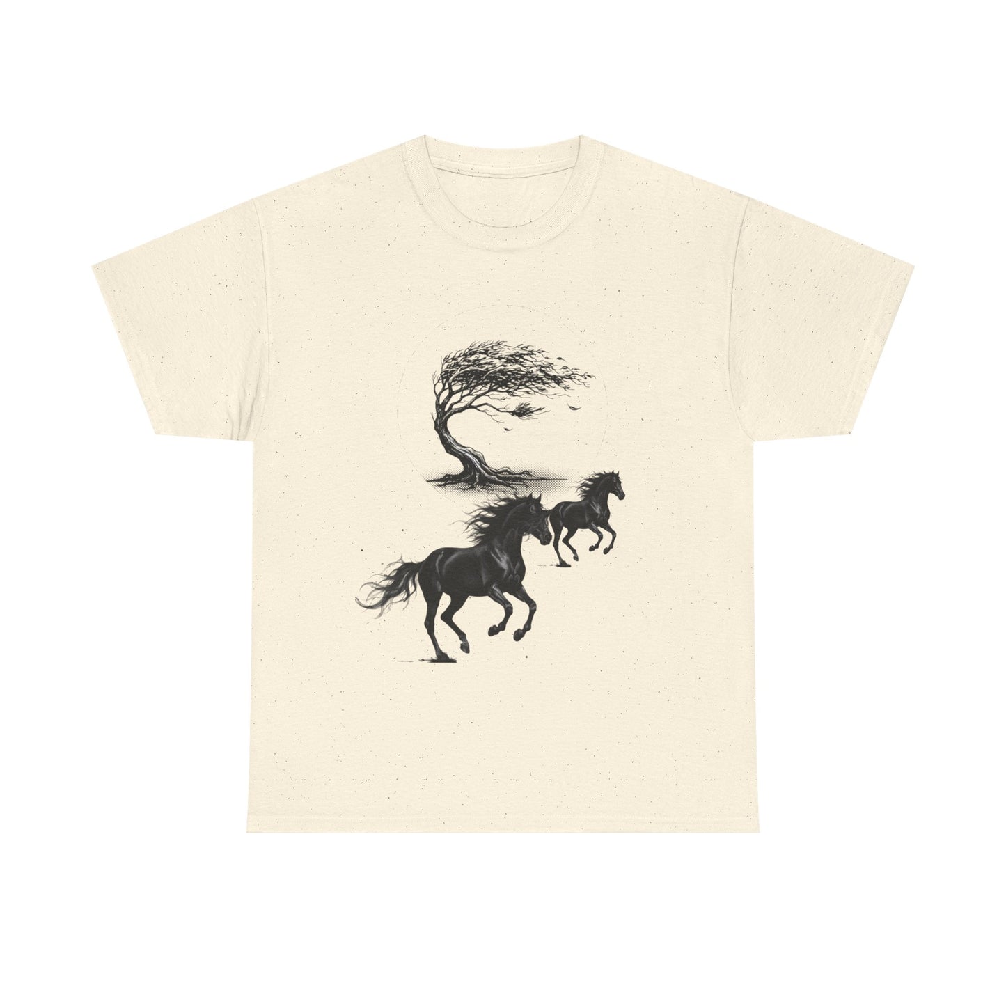 Horse Silhouette Tee — Windblown Tree & Galloping Horses Graphic T-Shirt
