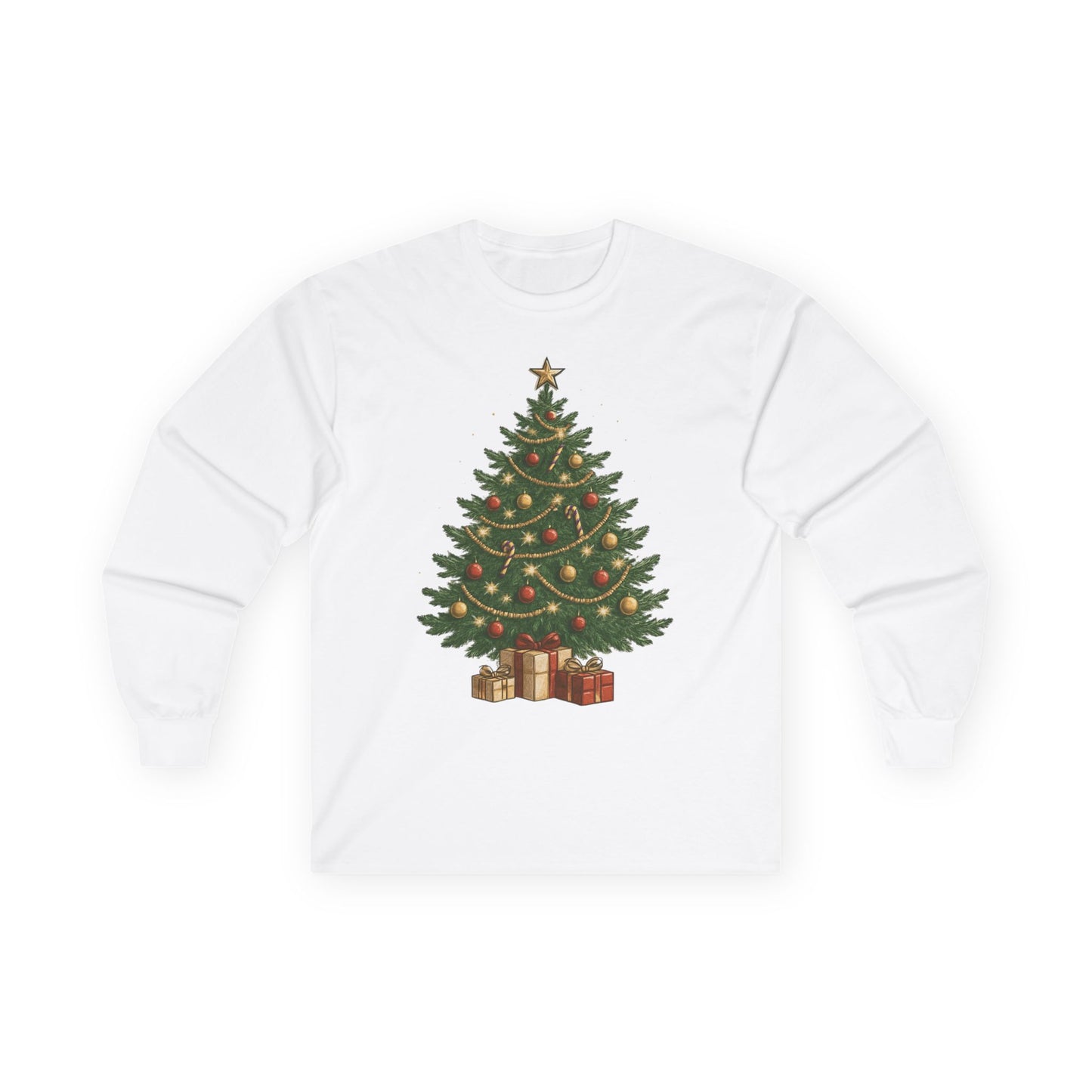 Christmas Tree Long Sleeve Tee | Holiday Apparel, Gift for Him/Her, Winter Fashion, Festive Shirt, Cozy Christmas Wear