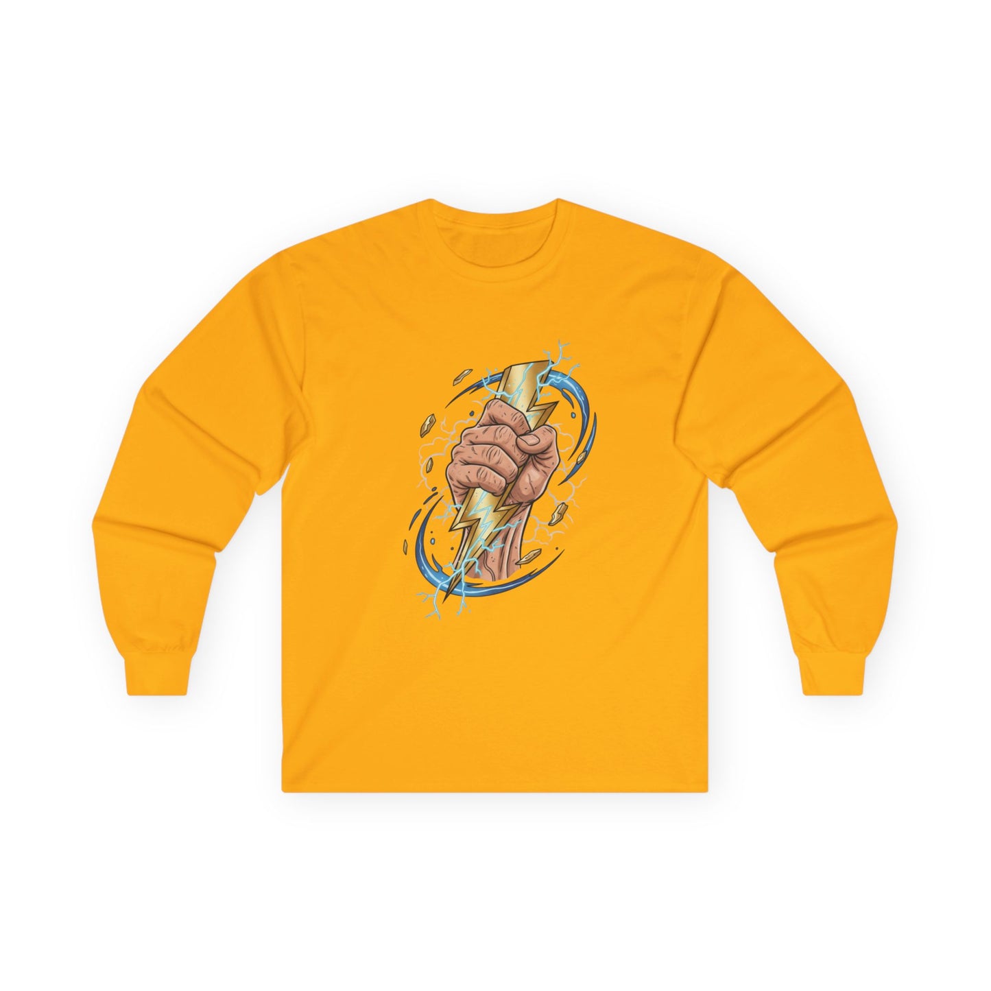 Fist & Lightning Bolt Long Sleeve Tee — Power Graphic Shirt
