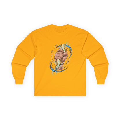 Fist & Lightning Bolt Long Sleeve Tee — Power Graphic Shirt