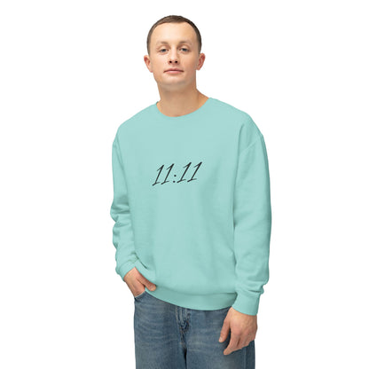 11:11 Crewneck Sweatshirt — Minimal White 'Blessed' Back Design