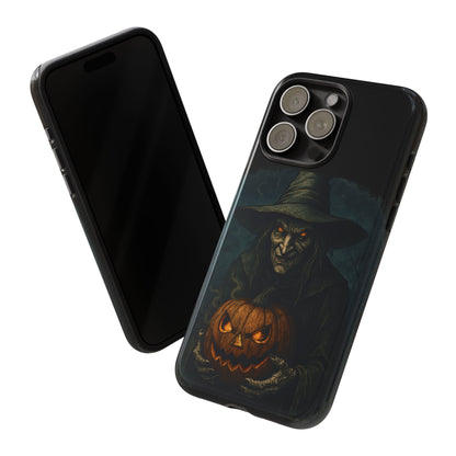 Halloween Phone Case, Tough Cases with Witch and Pumpkin Design, Spooky Gift for Witch Lovers, Fall Phone Accessory, Unique Halloween Decor
