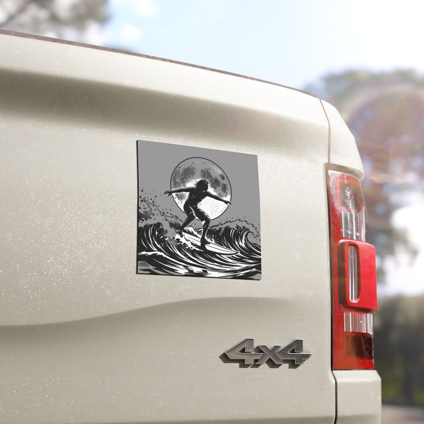 Surfing Silhouette Car Magnet — Moonlit Wave Vinyl Car Magnet