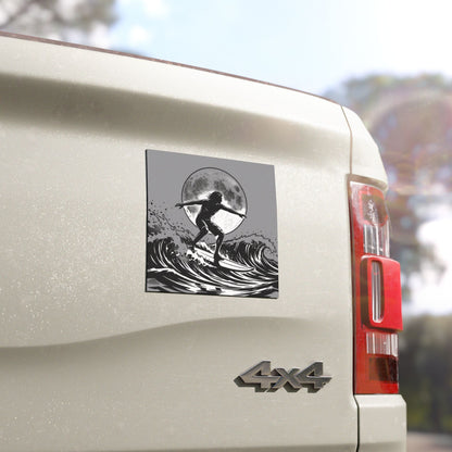 Surfing Silhouette Car Magnet — Moonlit Wave Vinyl Car Magnet