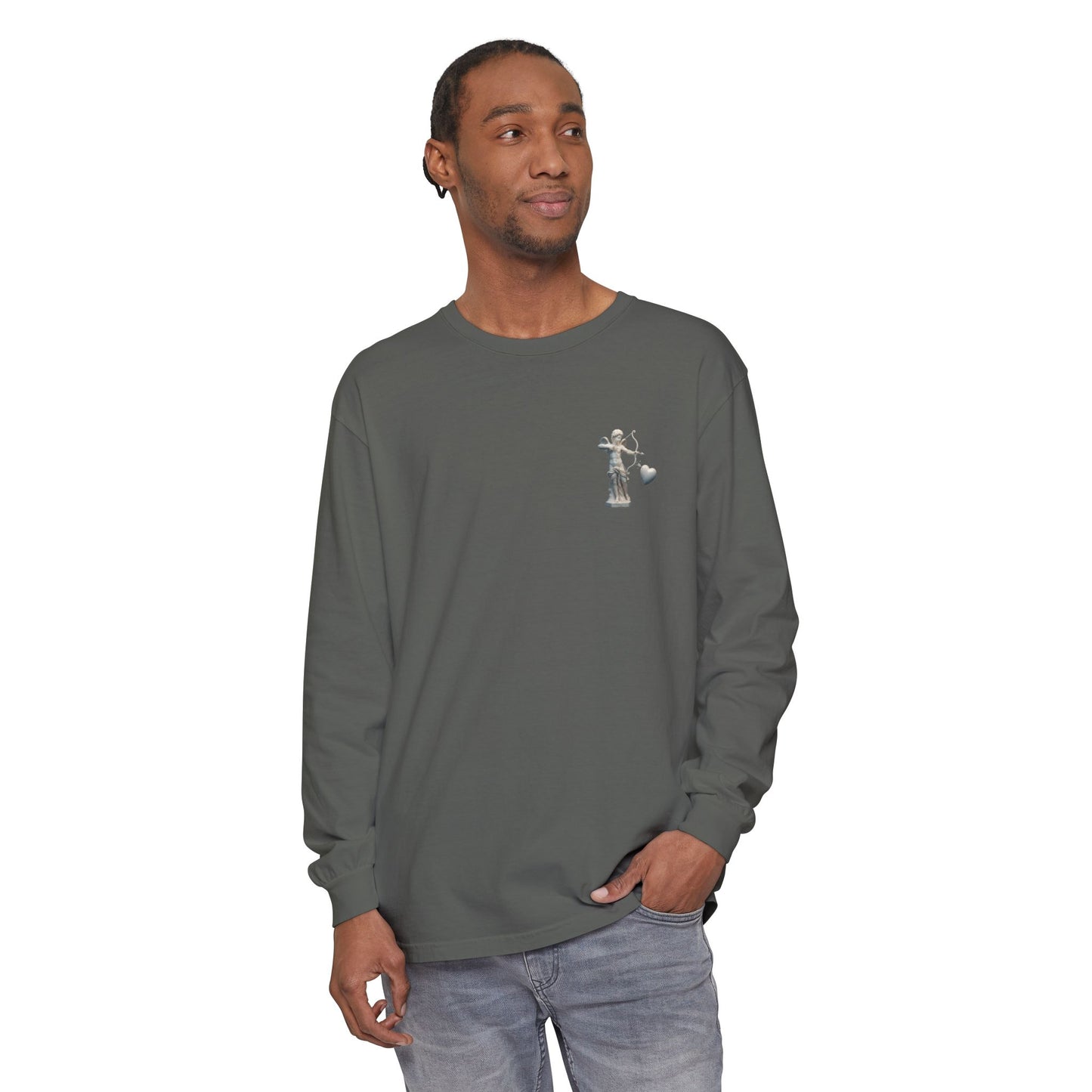 Cupid Cherub Long Sleeve Tee — Vintage Cupid Heart Graphic