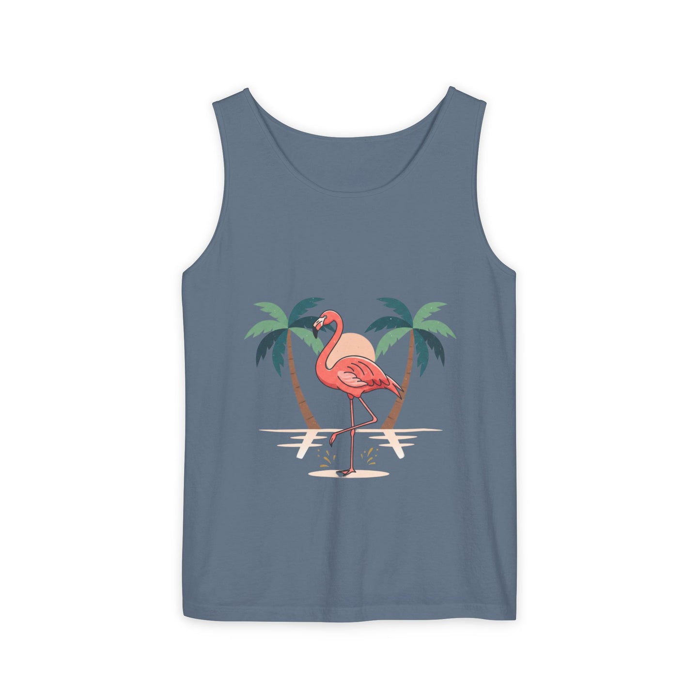 Flamingo Beach Tank Top — Tropical Palm Vacation Graphic Tank
