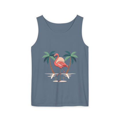 Flamingo Beach Tank Top — Tropical Palm Vacation Graphic Tank