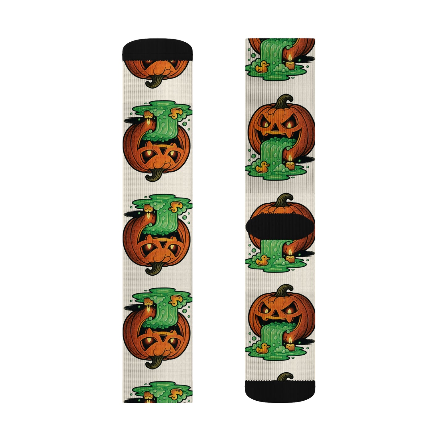 Halloween Sublimation Socks, Fun Holiday Socks, Pumpkin and Monster Design, Cozy Fall Accessories, Unique Gift for October