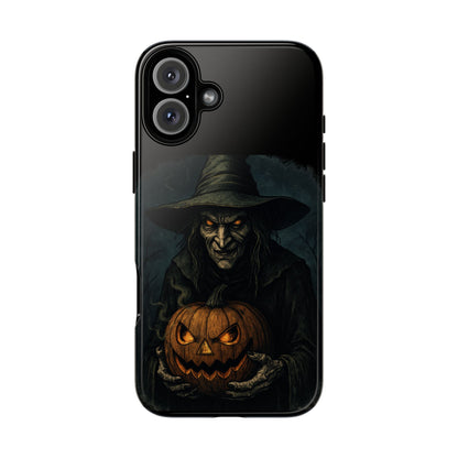 Halloween Phone Case, Tough Cases with Witch and Pumpkin Design, Spooky Gift for Witch Lovers, Fall Phone Accessory, Unique Halloween Decor