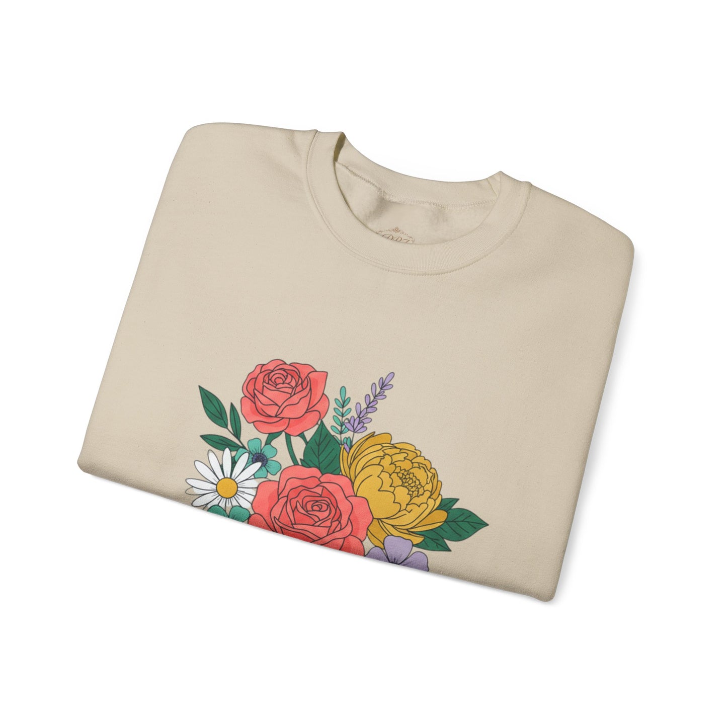 Floral Bouquet Crewneck Sweatshirt — Rose & Daisy Garden Graphic