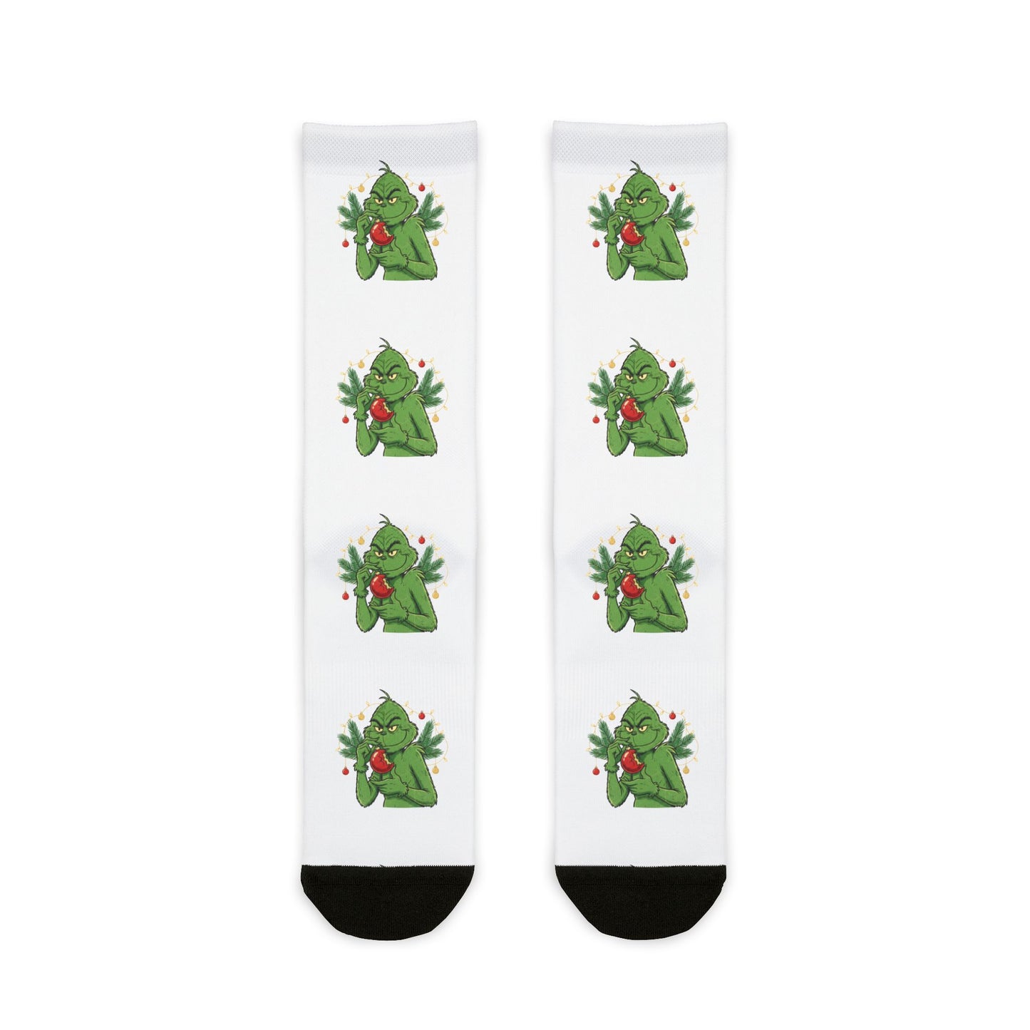 Christmas Tree Pattern Crew Socks — Holiday Sublimation Socks with Cute Evergreen Design