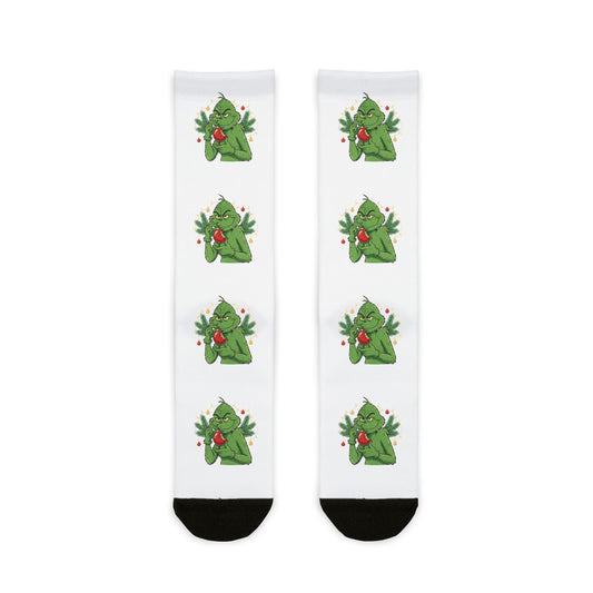 Christmas Tree Pattern Crew Socks — Holiday Sublimation Socks with Cute Evergreen Design