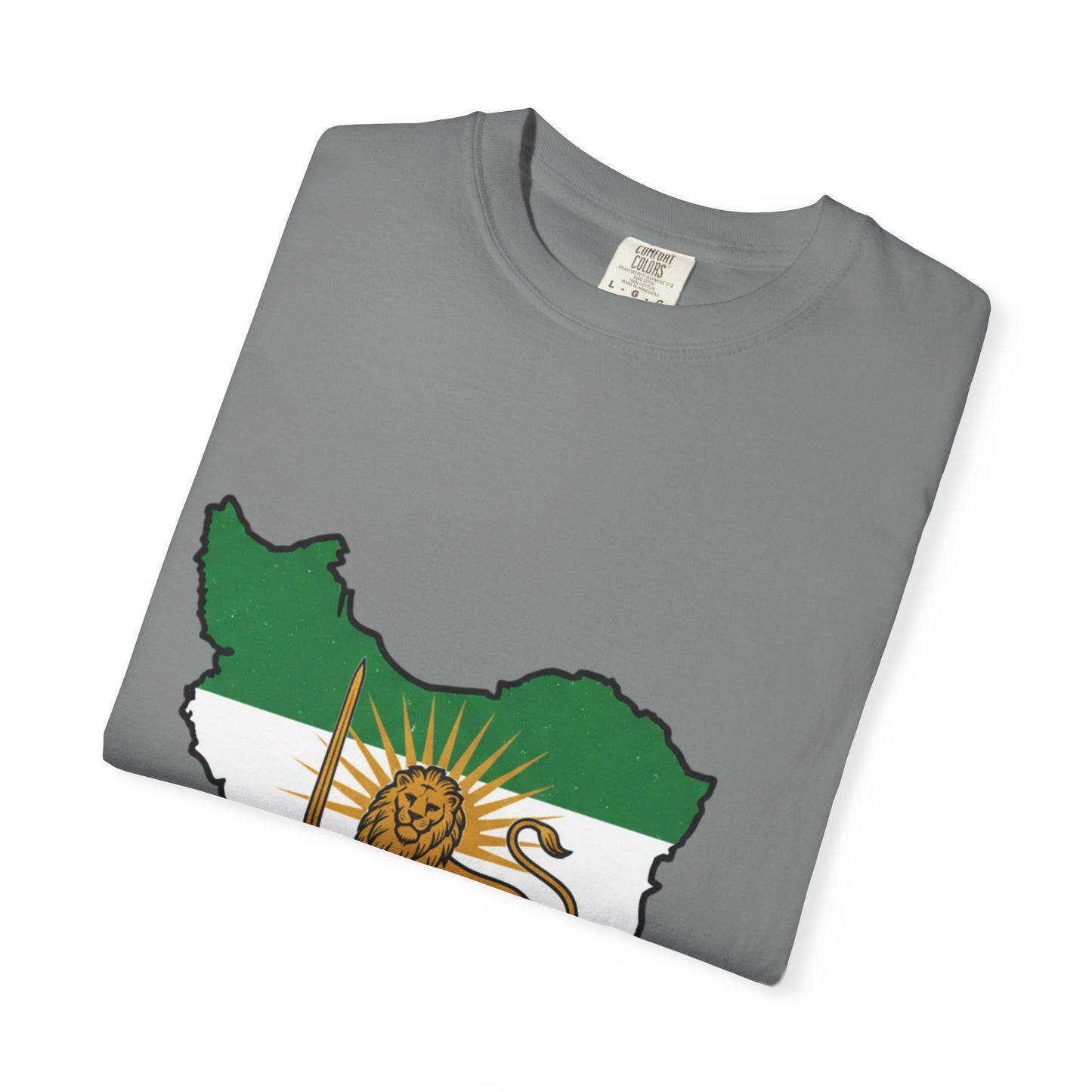 Iran Map T-Shirt with Lion and Sun Flag — Persian Heritage Tee