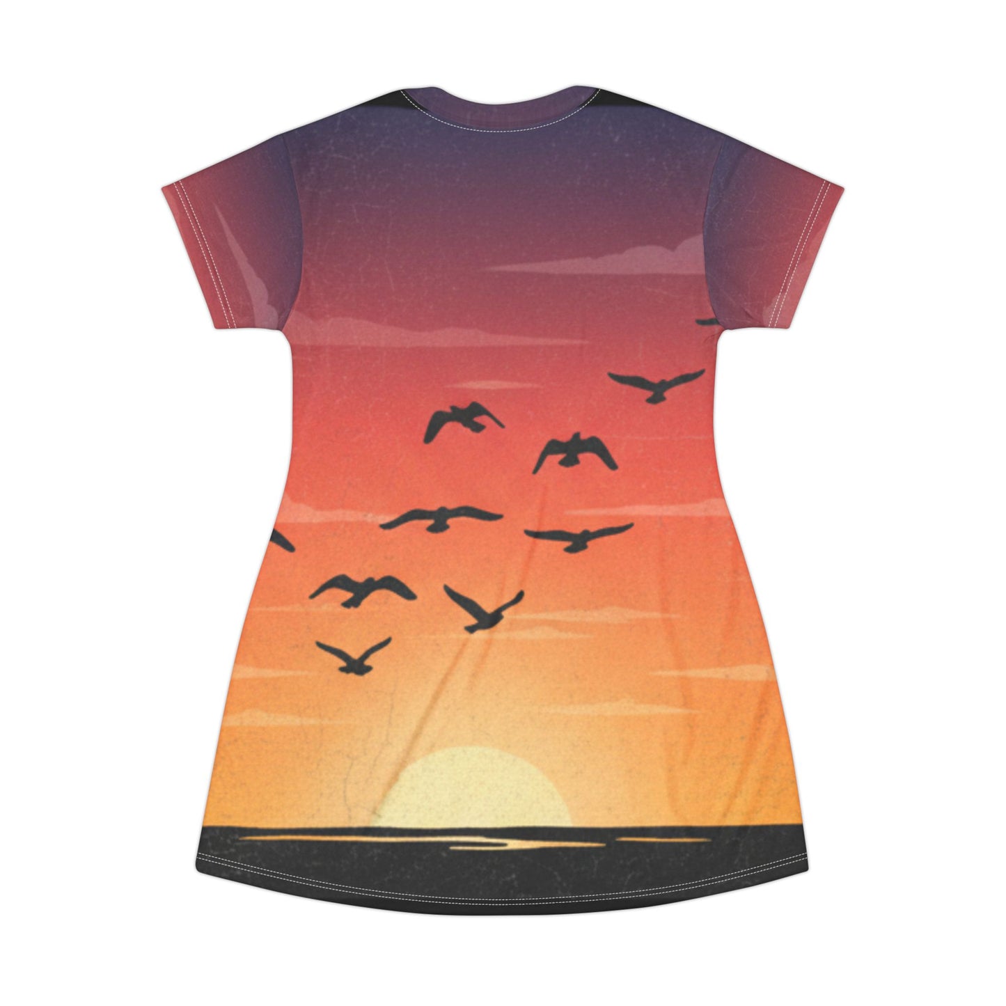 Sunset Seagulls T-Shirt Dress — Beachy AOP Sundress