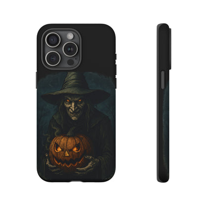 Halloween Phone Case, Tough Cases with Witch and Pumpkin Design, Spooky Gift for Witch Lovers, Fall Phone Accessory, Unique Halloween Decor