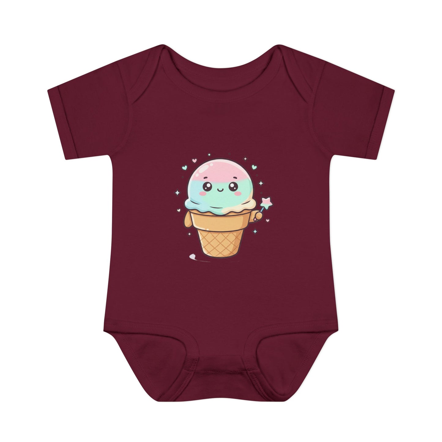 Cute Kawaii Ice Cream Cone Infant Bodysuit - Pastel Baby Onesie