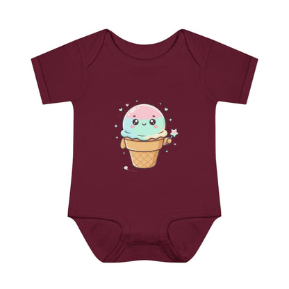 Cute Kawaii Ice Cream Cone Infant Bodysuit - Pastel Baby Onesie