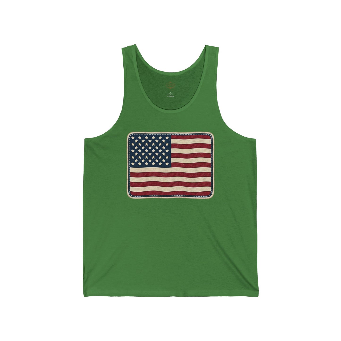 American Flag Patch Tank Top — Vintage Patriotic USA Sleeveless Shirt for 4th of July