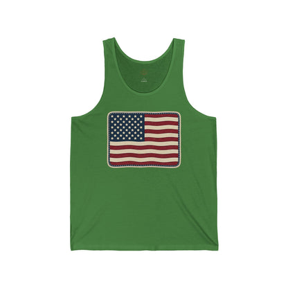 American Flag Patch Tank Top — Vintage Patriotic USA Sleeveless Shirt for 4th of July