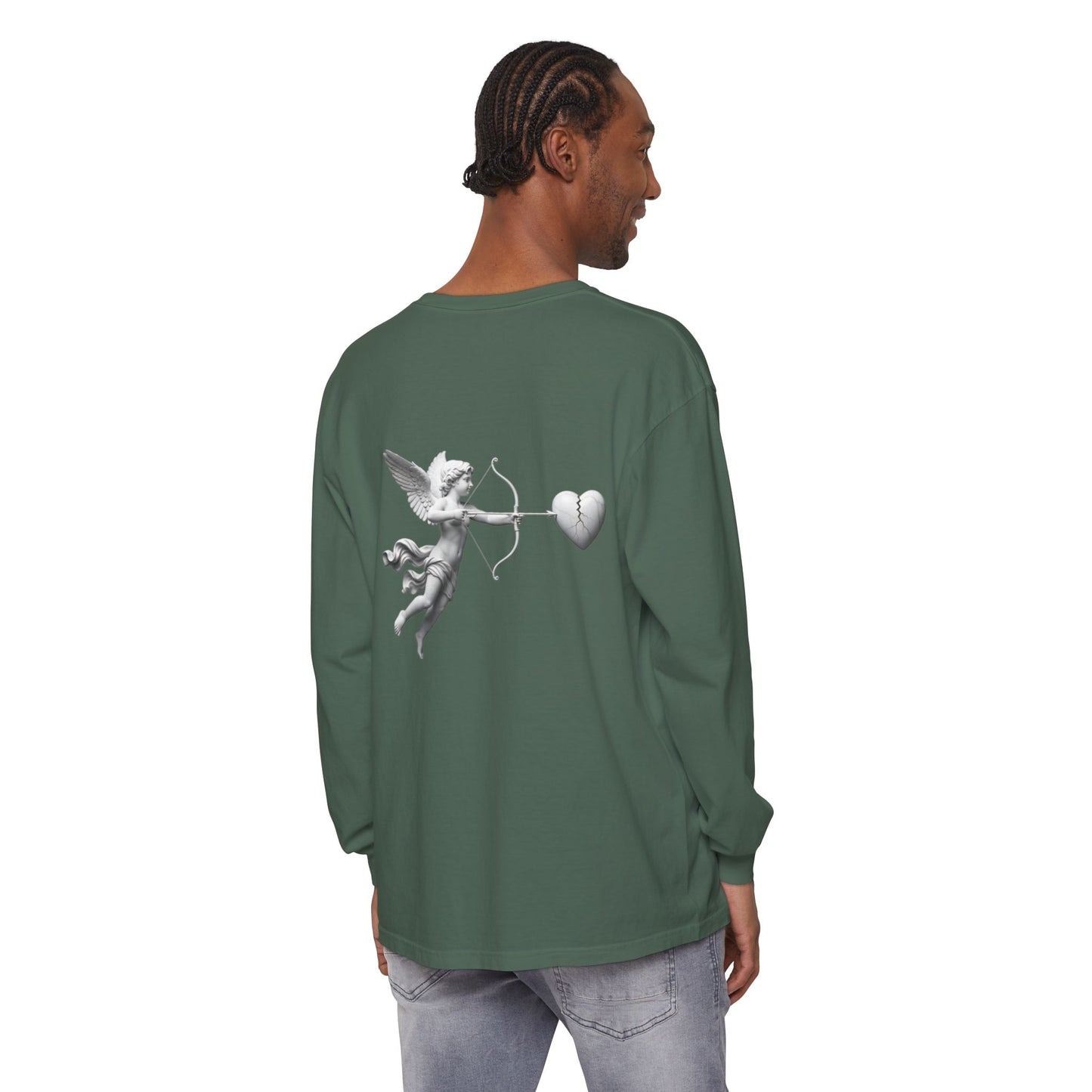 Cupid Cherub Long Sleeve Tee — Vintage Cupid Heart Graphic
