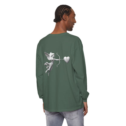 Cupid Cherub Long Sleeve Tee — Vintage Cupid Heart Graphic