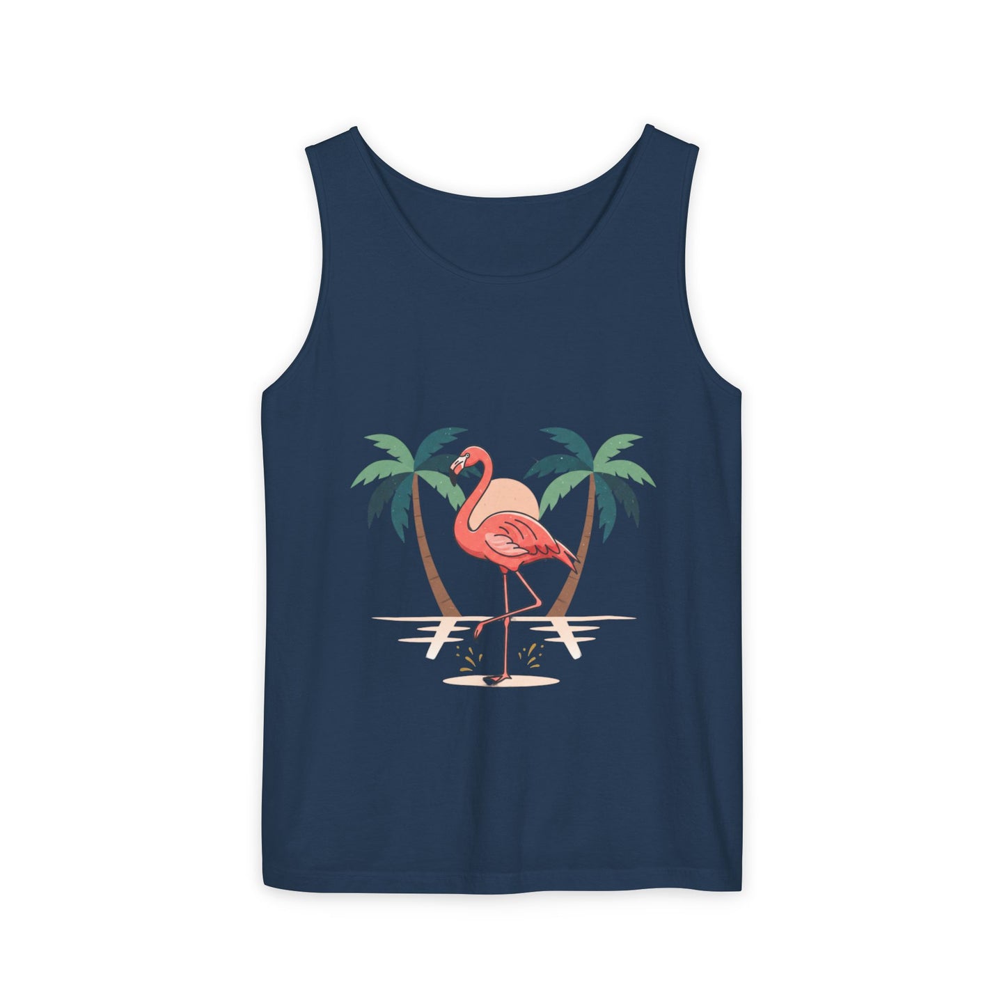 Flamingo Beach Tank Top — Tropical Palm Vacation Graphic Tank