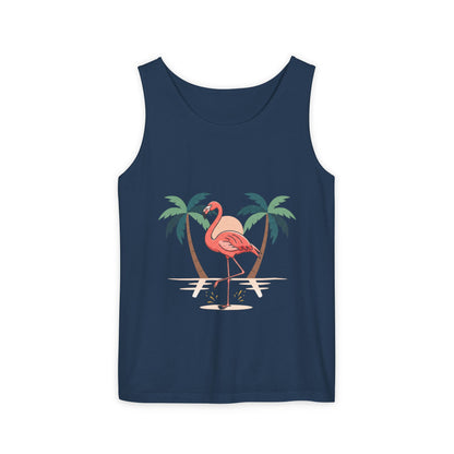 Flamingo Beach Tank Top — Tropical Palm Vacation Graphic Tank