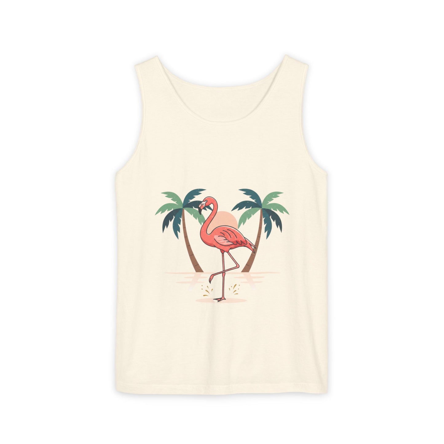 Flamingo Beach Tank Top — Tropical Palm Vacation Graphic Tank