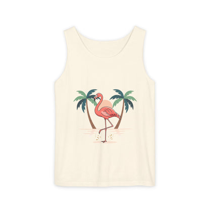 Flamingo Beach Tank Top — Tropical Palm Vacation Graphic Tank