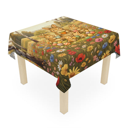 Easter Bunny Meadow Tablecloth — Floral Spring Picnic Decor