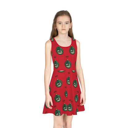 Christmas Pattern Girls' Sundress, Holiday Dress, Festive Apparel, Summer Outfit, Girls' Party Dress, Holiday Gift