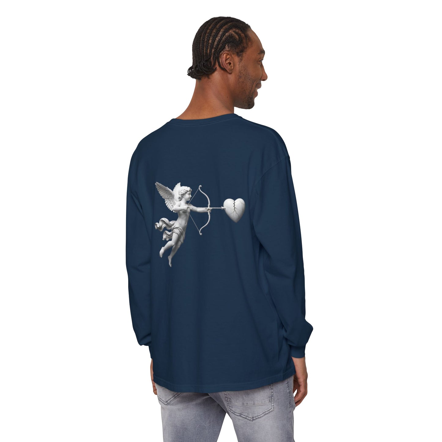 Cupid Cherub Long Sleeve Tee — Vintage Cupid Heart Graphic